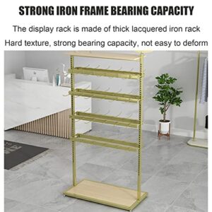 Retail Shelves Clothing Store Display Fixture, Mall Exhibition Accessory Organizer Rack with Hooks, Garment Hanger Floorstanding Jewelry Holder Keyring Shelf Sock Storage Stand, Hangbag Purse Rack