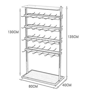 Retail Shelves Clothing Store Display Fixture, Mall Exhibition Accessory Organizer Rack with Hooks, Garment Hanger Floorstanding Jewelry Holder Keyring Shelf Sock Storage Stand, Hangbag Purse Rack