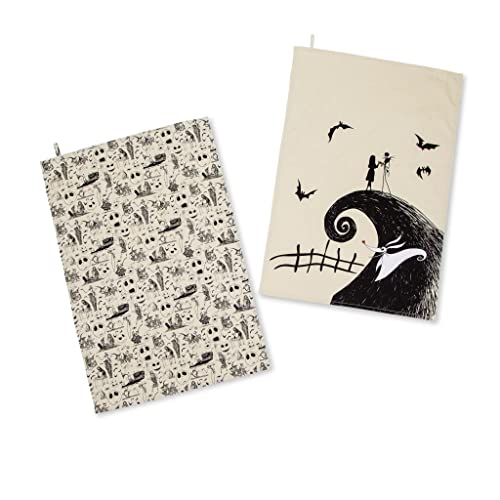 Disney The Nightmare Before Christmas Black and White Kitchen Hand Towel Set | Quick-Dry Wash Cloth, Highly Absorbent Dish Towel