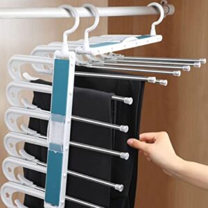 HS&ROXIN Space Saving Magic Pants Rack [2 Pieces] Upgraded Clip Anti Slip Design Pants Storage Rack 6-in-1, Suitable for Skirts, Jeans, Casual Pants, Scarves, etc