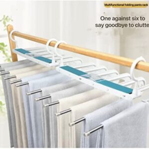 HS&ROXIN Space Saving Magic Pants Rack [2 Pieces] Upgraded Clip Anti Slip Design Pants Storage Rack 6-in-1, Suitable for Skirts, Jeans, Casual Pants, Scarves, etc