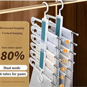 HS&ROXIN Space Saving Magic Pants Rack [2 Pieces] Upgraded Clip Anti Slip Design Pants Storage Rack 6-in-1, Suitable for Skirts, Jeans, Casual Pants, Scarves, etc