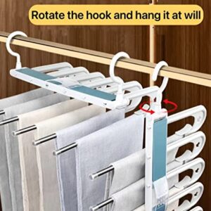 HS&ROXIN Space Saving Magic Pants Rack [2 Pieces] Upgraded Clip Anti Slip Design Pants Storage Rack 6-in-1, Suitable for Skirts, Jeans, Casual Pants, Scarves, etc