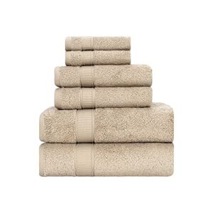 la hammam 6 piece towel set - 2 bath towels, 2 hand towels, 2 washcloths for bathroom, college dorm, kitchen, shower, pool, hotel, gym & spa | soft & absorbent turkish cotton towel sets - beige