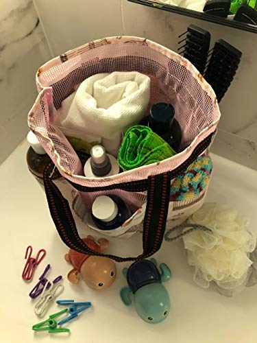 ROMYtendency Shower Caddy Tote Bag - Toiletry Mesh Storage with Shower ball set