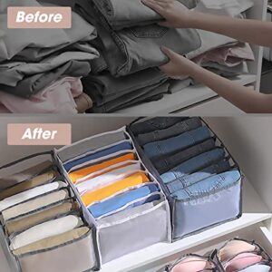 AUREIKA Wardrobe Clothes Organizer | 3PCs Closet and Drawer Organizer for Clothing | Nylon Mesh Divider Storage Compartments for T-shirts Leggings Bras Pants Skirts Socks | Medium Large and Small