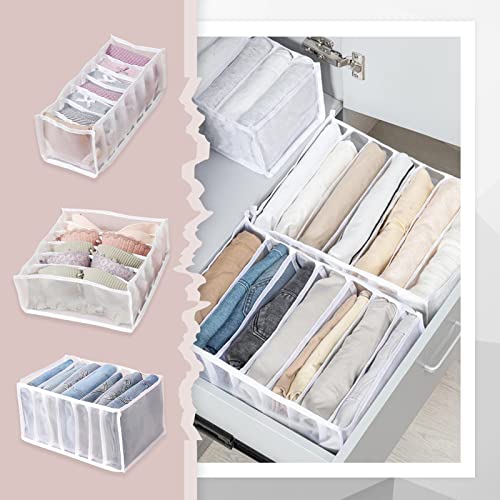 AUREIKA Wardrobe Clothes Organizer | 3PCs Closet and Drawer Organizer for Clothing | Nylon Mesh Divider Storage Compartments for T-shirts Leggings Bras Pants Skirts Socks | Medium Large and Small