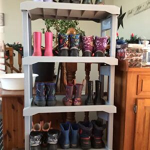 RAKABOT Water and Sand Collecting and Draining Unique Shoe and Boot Rack for Home 23.5 Inches 2 Levels Stores up to 4 Pairs of Men Boots and 6 Women Boots
