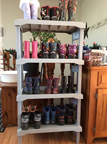 RAKABOT Water and Sand Collecting and Draining Unique Shoe and Boot Rack for Home 23.5 Inches 2 Levels Stores up to 4 Pairs of Men Boots and 6 Women Boots
