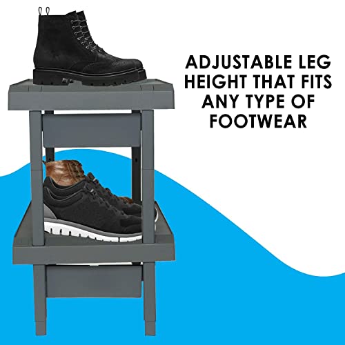 RAKABOT Water and Sand Collecting and Draining Unique Shoe and Boot Rack for Home 23.5 Inches 2 Levels Stores up to 4 Pairs of Men Boots and 6 Women Boots