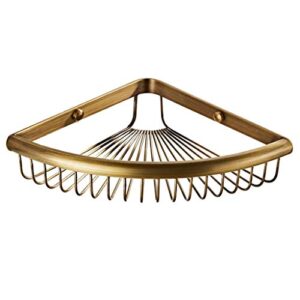 joymerit vintage design corner shower caddy, brass wall mounted bathroom shelf, storage organizer for toilet, dorm and kitchen - bronze