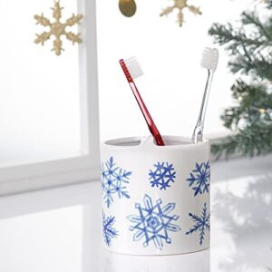 Allure Home Creation Holiday Snowflakes 4-Piece Ceramic Bath Accessory Set