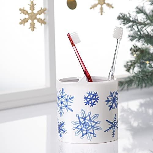 Allure Home Creation Holiday Snowflakes 4-Piece Ceramic Bath Accessory Set