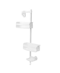 umbra flipside flex pole shower caddy, adjustable shower caddy with flex gel-lock technology, works on rail and hand-held showers, white/nickel finish