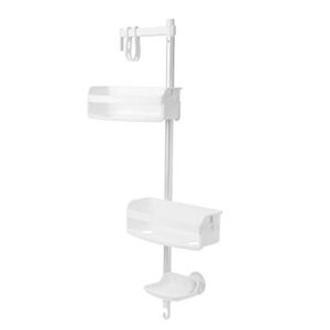 Umbra Flipside Flex Pole Shower Caddy, Adjustable Shower Caddy with Flex Gel-Lock Technology, Works on Rail and Hand-Held Showers, White/Nickel Finish