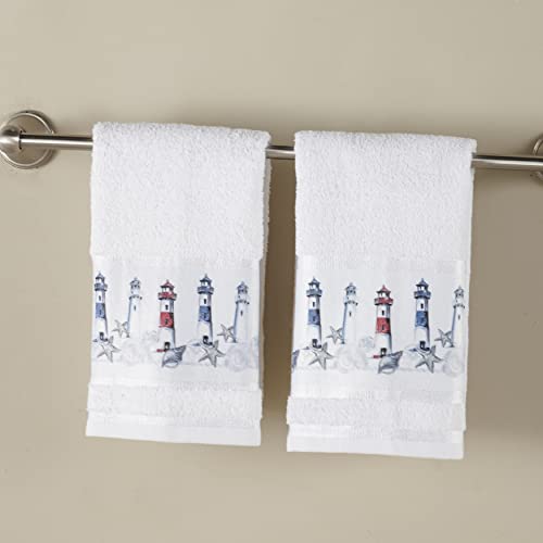 The Lakeside Collection Nautical Hand Towels - Coastal Sea Beach House Bathroom Hand Drying Towels