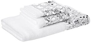 popular bath sinatra modern bathroom towel set 3 piece hand and wash towel luxury contemporary decor bling bath towel sets soft, plush and highly absorbent, white