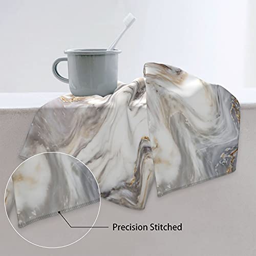 ainidamiss White Grey Gold Marble Decorative Hand Towels Ultra Soft Highly Absorbent Microfiber Kitchen and Bath Hand Towels Multipurpose for Bathroom Kitchen Gym Hotel and Spa 15.7x27.5 in