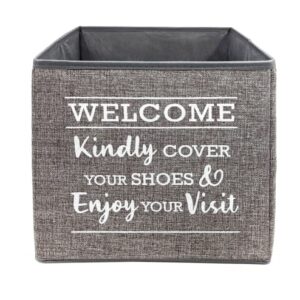 Premium Granite Linen Look Foldable Shoe Cover Bin, Indoor Real Estate Bootie Box Perfect Supply for an Open House (11x11 Shoe Cover Holder, Granite)