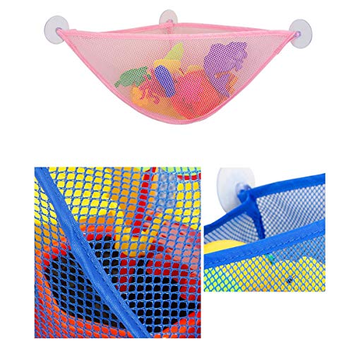 Zcargel Bath Toy Organizer, Kids Bath Toy Storage Net and Corner Shower Caddy Bag with 3 Strong Suction Cups The Bathroom Storage Ideas for Baby Boys and Girls