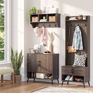 RiverRidge Woodbury Collection Shoe Organizer Cabinet, Dark Weathered Woodgrain