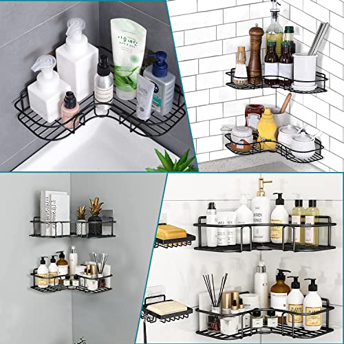 Txxplv Corner Shower Caddy, Shower Organizer with Soap Holder, Adhesive Rust Proof Shower Shelf, Shower Storage Basket Rack Shampoo Holder Organizer Shower Accessories