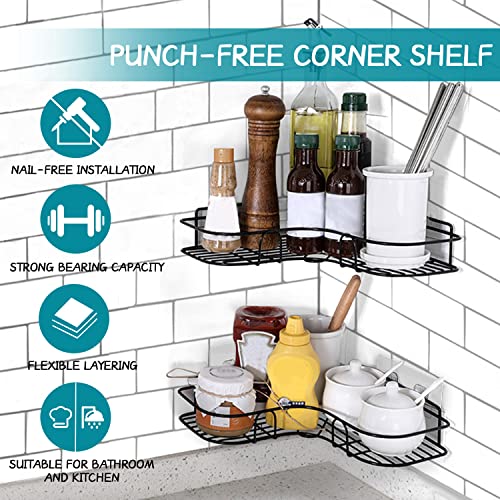 Txxplv Corner Shower Caddy, Shower Organizer with Soap Holder, Adhesive Rust Proof Shower Shelf, Shower Storage Basket Rack Shampoo Holder Organizer Shower Accessories