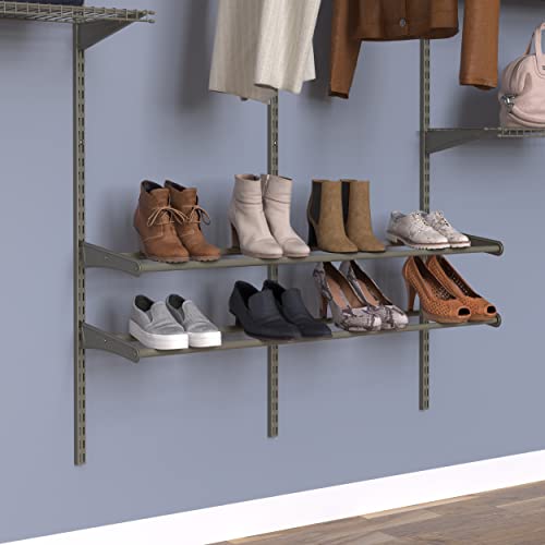 ClosetMaid ShelfTrack Shoe Rack Shelf Kit, Add On Accessory for 10 Pairs of Shoes, Adjustable Width, Nickel Finish