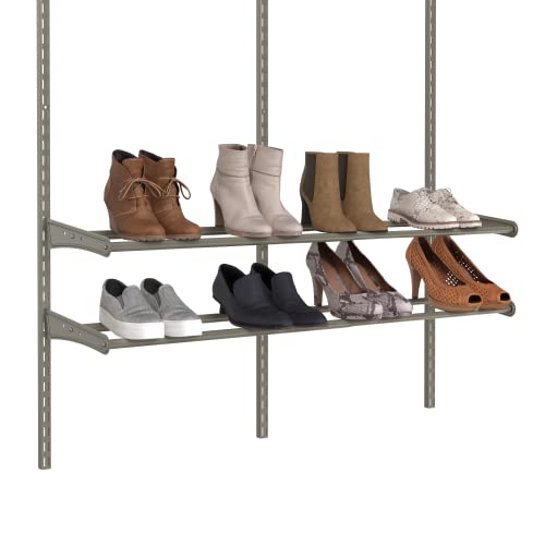 ClosetMaid ShelfTrack Shoe Rack Shelf Kit, Add On Accessory for 10 Pairs of Shoes, Adjustable Width, Nickel Finish