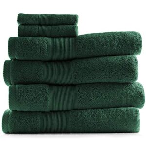 hearth & harbor bath towels for bathroom - 100% ring spun cotton luxury bathroom towels - ultra soft & highly absorbent, bath towels set of 6 - hunter green