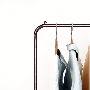 Metal Garment Rack Single Rail Clothing Rack Closet Organzier Heavy Duty with Shelves, Brown