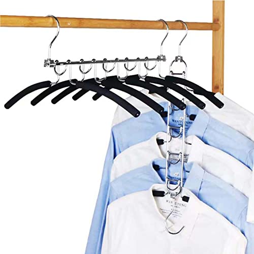 Koobay 5 in 1 Space Saving Hangers Clothes Organizer, Multi Layers Wardrobe Clothes Hanger, Non-Slip Heavy Duty Shirt Hangers Metal Closet Organizer for Coat Jacket Sweater (1 Pack)