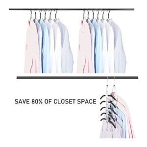 Koobay 5 in 1 Space Saving Hangers Clothes Organizer, Multi Layers Wardrobe Clothes Hanger, Non-Slip Heavy Duty Shirt Hangers Metal Closet Organizer for Coat Jacket Sweater (1 Pack)