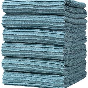 Premium Kitchen Towels - Large Cotton Kitchen Hand Towels - 6 Pack - Ribbed Design (16" x 26") - 340 GSM Highly Absorbent Tea Towels Set with Hanging Loop (Aqua)