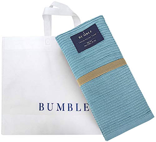 Premium Kitchen Towels - Large Cotton Kitchen Hand Towels - 6 Pack - Ribbed Design (16" x 26") - 340 GSM Highly Absorbent Tea Towels Set with Hanging Loop (Aqua)