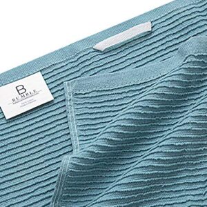 Premium Kitchen Towels - Large Cotton Kitchen Hand Towels - 6 Pack - Ribbed Design (16" x 26") - 340 GSM Highly Absorbent Tea Towels Set with Hanging Loop (Aqua)