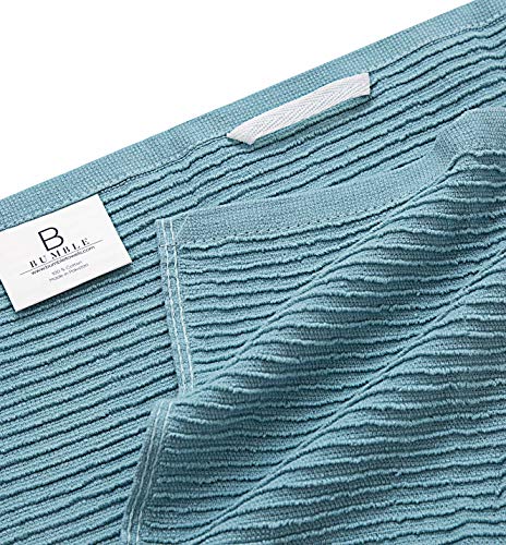 Premium Kitchen Towels - Large Cotton Kitchen Hand Towels - 6 Pack - Ribbed Design (16" x 26") - 340 GSM Highly Absorbent Tea Towels Set with Hanging Loop (Aqua)