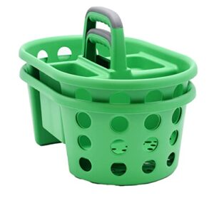 simplykleen shower caddy with handle 2-pack plastic bathroom storage organizer, green made in the usa