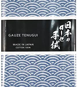 MIKURA Double Gauze Tenugui, Japanese Towel, Seigaiha (Navy)