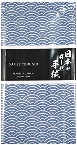 MIKURA Double Gauze Tenugui, Japanese Towel, Seigaiha (Navy)