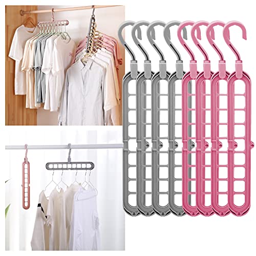 HandyAndy Space Saving Hangers for Clothes (8 Pack) Multi Storage Magic Hangers & Collapsible Hangers | Wonder Hangers for Closet Organizer - Foldable Hanger Stacker for Wardrobe, College Dorm Rooms