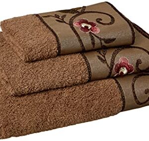 Popular Bath Bath Towels, Larissa Collection, 3-Piece Set, Rose Design