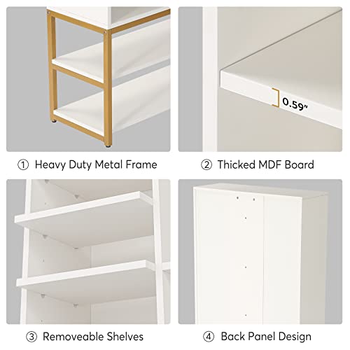 Tribesigns Shoe Storage Cabinet Freestanding Shoe Rack Organizer with 10 Adjustable Compartments, Modern 28 Pairs Wood Shoe Cabinet with Storage Shelf, for Entryway, Bedroom, White and Gold