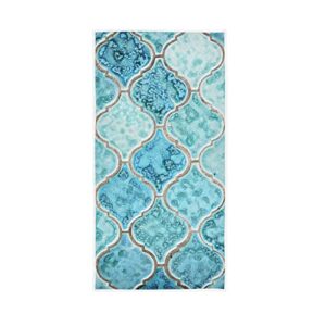 hyfa hand towels 15inx30in turquoise pattern absorbent ultra soft guest bath towels,washcloth for bathroom,hand,face,gym and spa 21011238