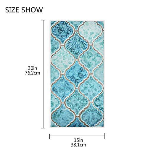 HYFA Hand Towels 15inx30in Turquoise Pattern Absorbent Ultra Soft Guest Bath Towels,Washcloth for Bathroom,Hand,Face,Gym and Spa 21011238