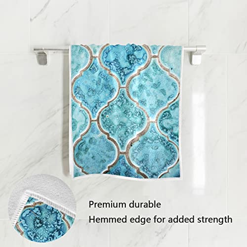 HYFA Hand Towels 15inx30in Turquoise Pattern Absorbent Ultra Soft Guest Bath Towels,Washcloth for Bathroom,Hand,Face,Gym and Spa 21011238
