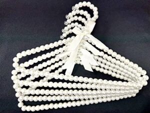 pearl clothes beads hangers for kids baby girl infant toddler childerns for fancy dress closet hanger elegant gift ideas metal hangers (5 pack) white