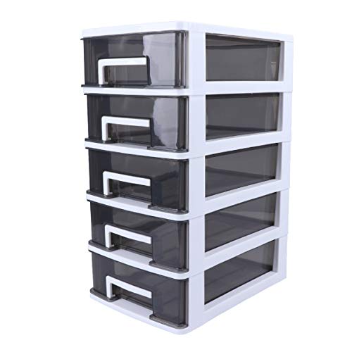 BESPORTBLE Plastic Drawers Small Household Plastic Furniture Double- Layer Storage Cabinet PlasticMulti- Layer Storage Shelf Shoe Storage Box Storag Locker (White Frame and Transparent Black) 3