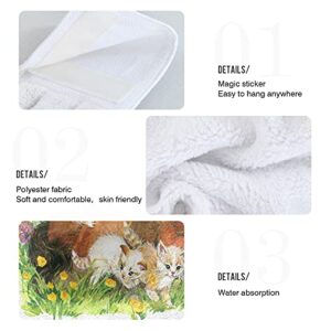 Horse Kitten Lavender Kitchen Hanging Towel 12 x 17 Inch Cat Flowers Hand Tie Towels Set 2 Pcs Tea Bar Dish Cloths Dry Towel Soft Absorbent Durable for Bathroom Laundry Room Decor