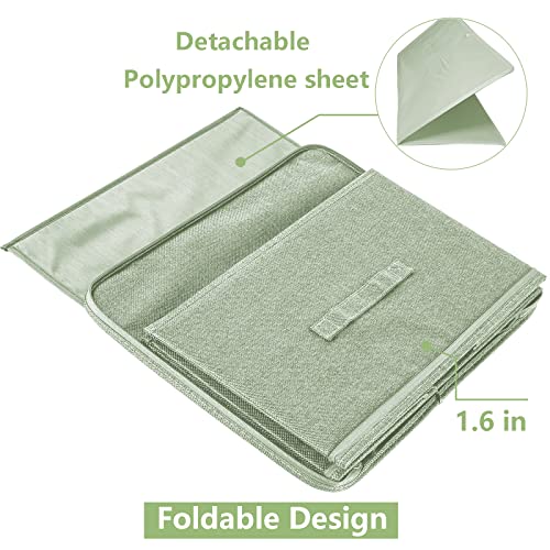 Foldable Storage Bin Foldable Zipper Storage Box Fabric Storage Clothing Storage Bags Clothes Bin Sweater Storage Winter Clothes Storage Linen Closet Organizers and Storage -3 pack (Green)